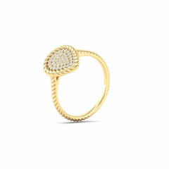 Diamond Drop Pave Gold Ring 14k