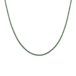 Silver Green Mini Tennis Necklace