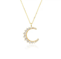 Clear Half Moon Pendant Necklace