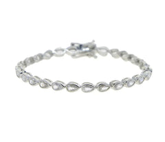 Silver Tear Drop Bezel Tennis Bracelet
