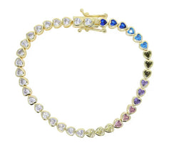 Rainbow Heart Bezel Tennis Bracelet