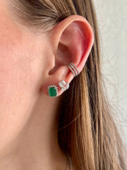 Halo Emerald Earrings