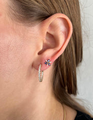 Sapphire Clear Flower Studs 14k