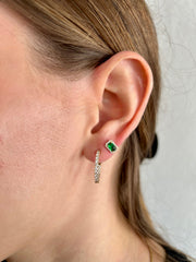 Emerald-Cut Emerald Yellow Gold Mini Studs 14k