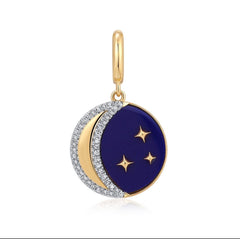 Blue Half Moon Charm 14k
