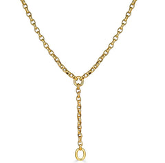 Small Oval Lariat Gold Necklace 14k