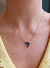 Sacred Sapphire Diamond Necklace 14k