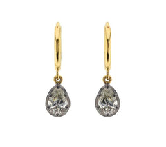 Pear Bezel Diamond Hoops 18k