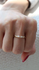 Inlay Lab Diamond Pear Gold Ring 14k