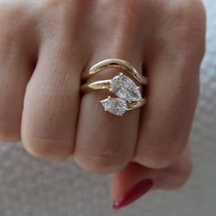 Duo Pear Lab Diamond Gold Ring 14k