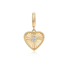 Heart Flutted Single Diamond Charm 14k
