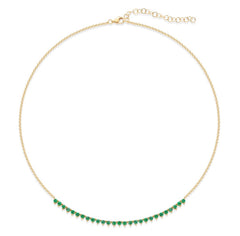 3 Prong Emerald-Diamond Necklace
