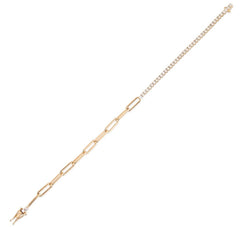 Diamond Tennis & Paper Clip Bracelet 14k