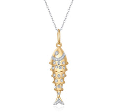 Diamond Fish Charm 14k