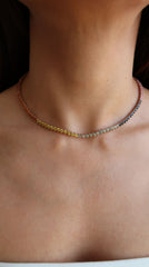 Multisapphire Tennis 3 Prong Necklace 18k