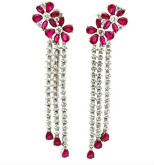 Ruby Flower Statement Earrings