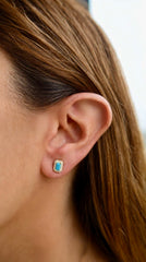 Square Diamond Small Turquoise Stud