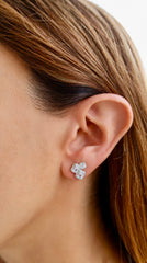 Triple Emerald Cut Silver Studs