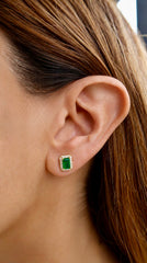 Square Diamond Medium Emerald Stud