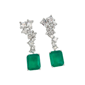 Diamond Emerald Drop Formal Earrings