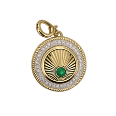 Emerald Oval Flutted Diamond Charm 14k