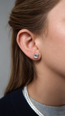 Moissanite Emerald Cut Silver Studs