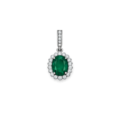 Emerald Oval Diamond Pendant 18k