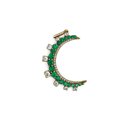 Emerald Moon and Diamond Pendant 14k