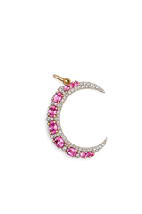 Pink Sapphire and Diamond Moon Pendant 14k
