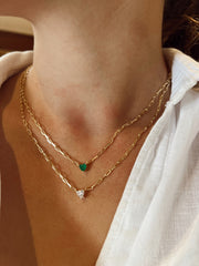 Mini Heart Stone Gold Necklace