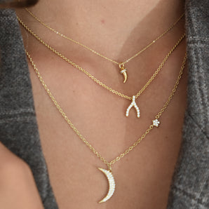 Moon and Single Star Necklace