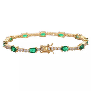 Emerald Stone Prong Tennis Bracelet