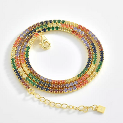 Skinny Rainbow Tennis Necklace