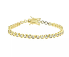 Gold Heart Bezel Tennis Bracelet