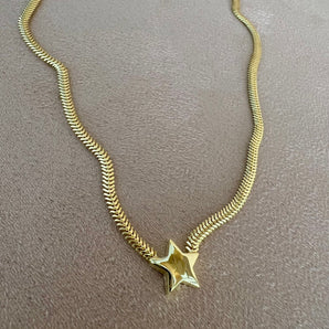 Gold Thick Chain Star Necklace