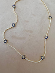 Sapphire Flower Tennis Necklace