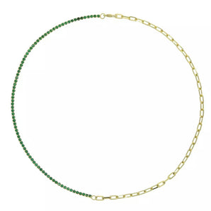 Half Chain & Emerald Tennis Necklace