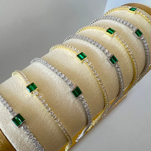 Emerald Tennis Skinny Bracelet