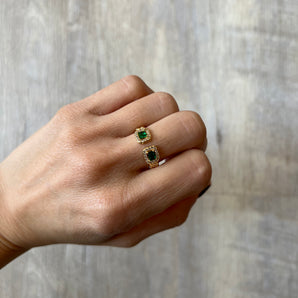 Emerald Crystal Stone Open Ring