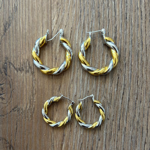 Spiral Gold and Silver Hoops