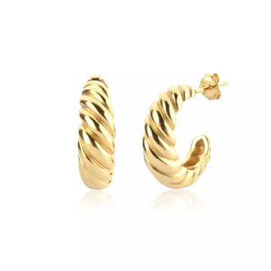 Gold Thick Rope Half Hoops